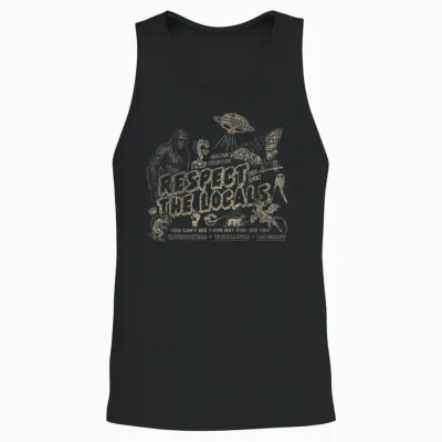 Respect the Locals Cryptids Folklure Funny Bigfoot Alien Unisex Tank Top - Black