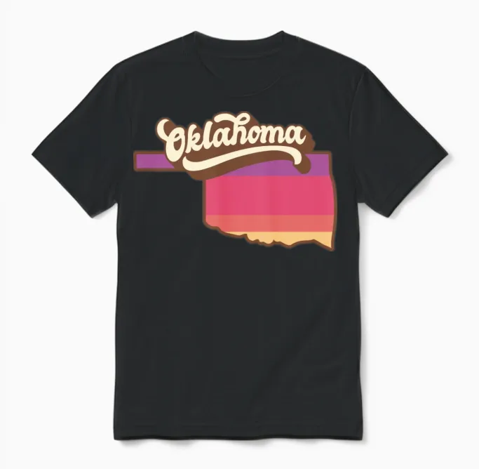 Oklahoma Retro Usa - Patriotic & 4th of July Unisex T-Shirt in Black