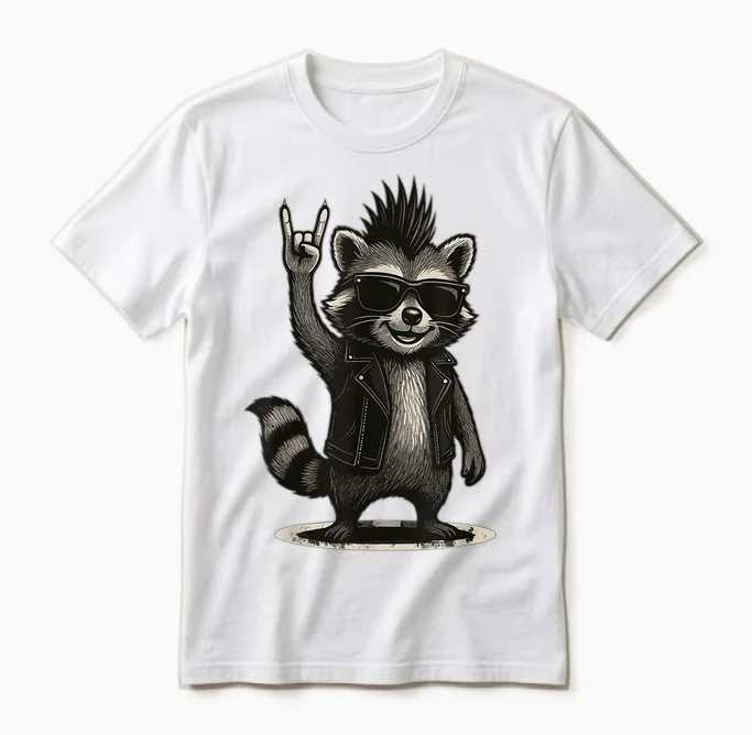 WaschbÀr Punk Rock Musik Vintage Unisex T-Shirt in White