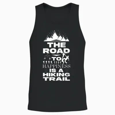 The Road to Hapiness Is a Hiking Trail Unisex Tank Top - Black