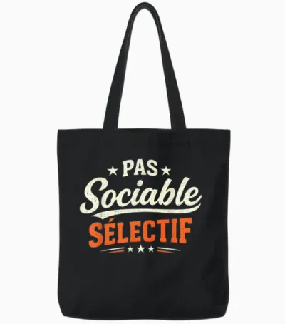 Men's Gift Humour Original Funny Not Sociable Selective Tote Bags - Black