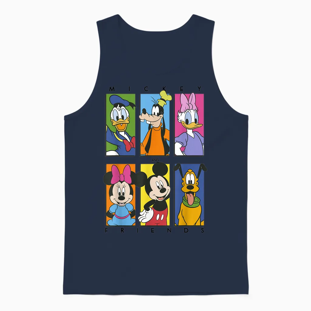 Disney Mickey and Friends Group Shot Panels Unisex Tank Top in Navy