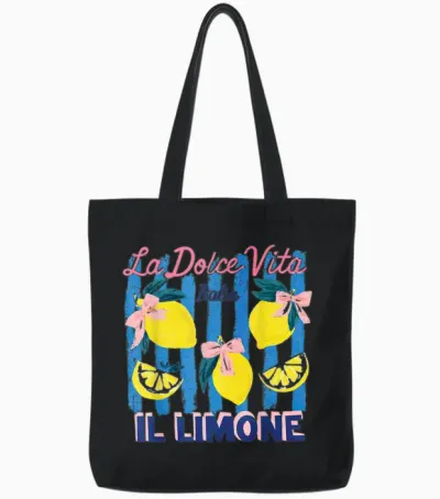 La Dolce Vita Italia Il Limone Vintage Citron été Femme Tote Bags - Black