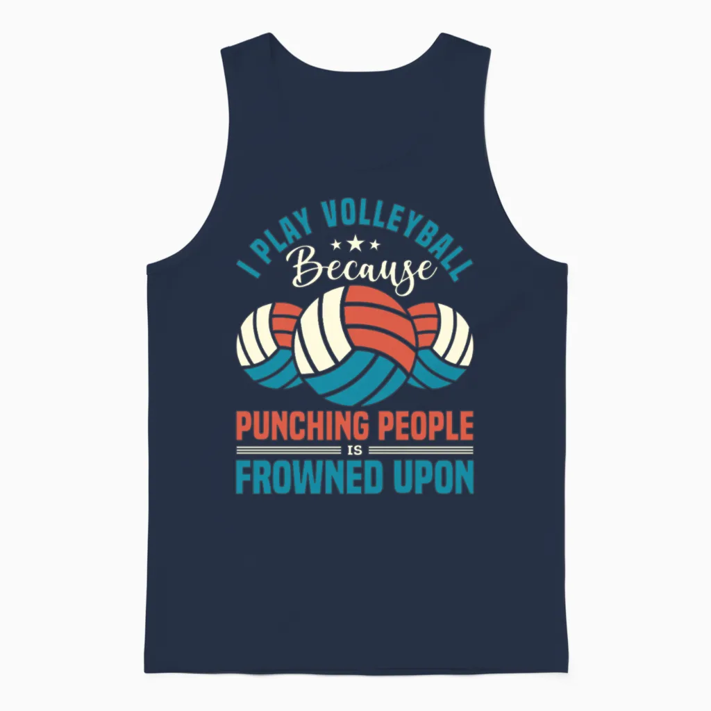 Funny Volleyball Quote Unisex Tank Top in Navy