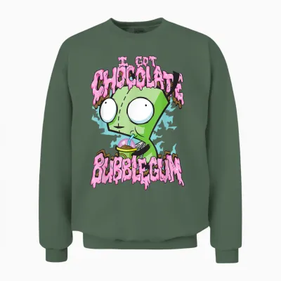 Invader Zim I Got Chocolate Bubblegum Gir in Dog Costume Unisex Sweatshirt - Military Green