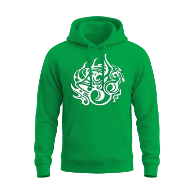 Hestia Familia Crest Emblem Front and Back Unisex Hoodie - Irish Green