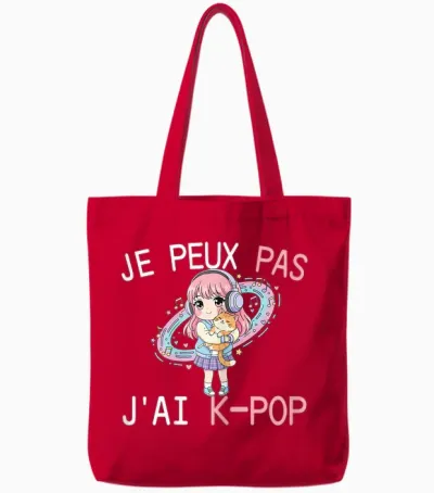 Je Peux Pas J'ai K-Pop Fan Kpop Music Girl K Pop Tote Bags - Red