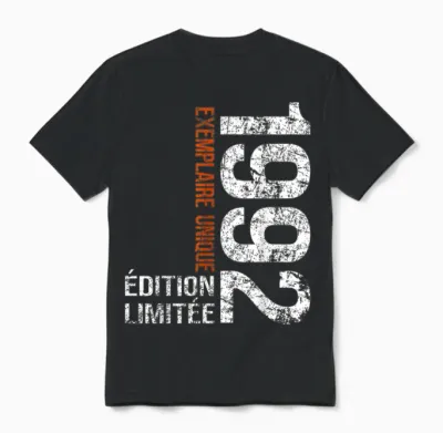 Vintage 1992 Gift 34 Years Man Birthday Humour Unisex T-Shirt - Black
