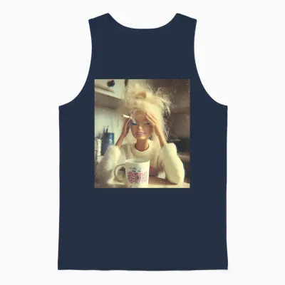 Funny Doll Face Sarcastic Doll Smoking Y2k Unisex Tank Top - Navy