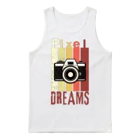 Pixel Dreams Retro Camera Design Unisex Tank Top - White – 1