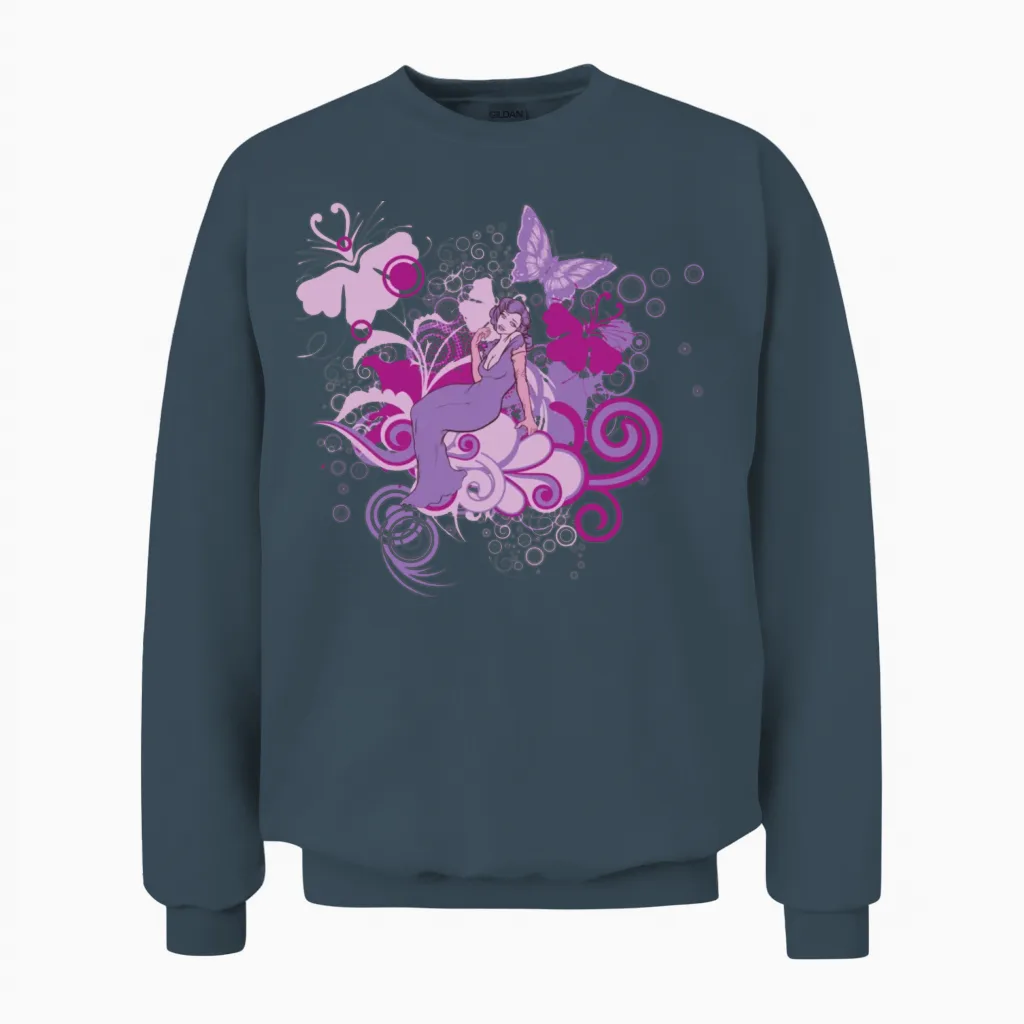 Retro Lady Unisex Sweatshirt in Dark Heather