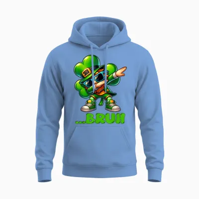 Bruh Dab Leprechaun Funny Kids Boys Mens St Patrick Day Unisex Hoodie - Carolina Blue