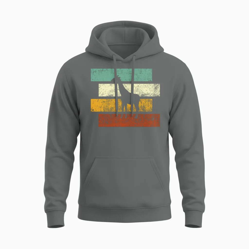 Giraffe Retro Unisex Hoodie in Graphite Heather