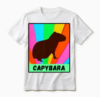 Retro Rodent Funny Capybara Unisex T-Shirt - White