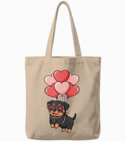Funny Womens Valentines Day Heart Balloons Rottweiler Lover Tote Bags - Natural