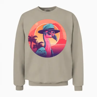 Style Flamingo Lovers Retro Unisex Sweatshirt - Sand