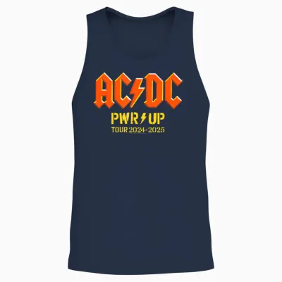 Pwr Up World Tour 2024-2025 Full Dateback T-Shirt, Black, S Unisex Tank Top - Navy