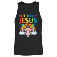 Today Not Jesus Satan Goat Satanic Rainbow Unisex Tank Top - Black – 2