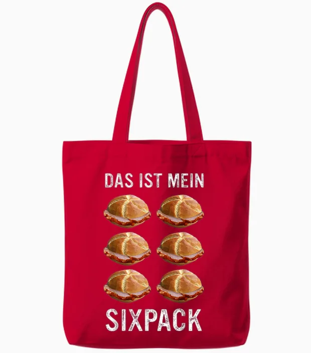 Liver Cheese Bavaria Leberkas Das Ist Mein Sixpack T-Shirt, Black Tote Bags in Red