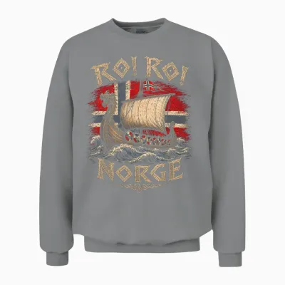 Ro! Ro! Norge Wikinger Langschiff Norwegen Flagge Skandinavisch Unisex Sweatshirt - Sport Grey