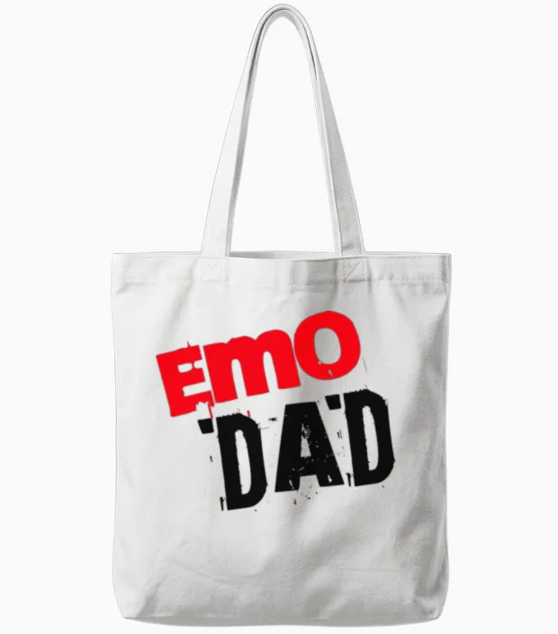 Emo Dad Band Shirt for Father Tote Bags in White