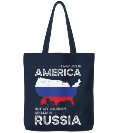 Born Russian Russia American Usa Citizenship Tote Bags - Navy