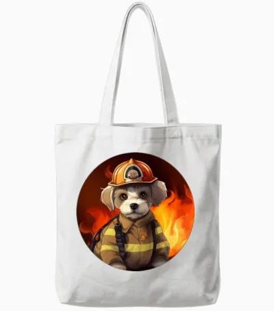 Dogs Firefighter / Fireman Dog Tote Bags - White