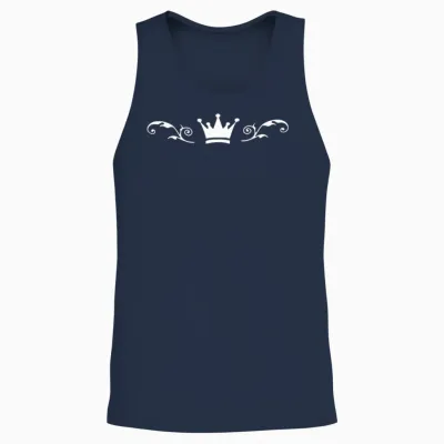 Crown White Unisex Tank Top - Navy