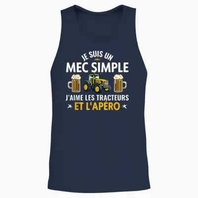 I Am a Simple Guy I Love Tractors and the Aperitif Unisex Tank Top - Navy