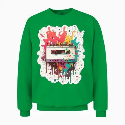 Retro Cassette Sticker Style Unisex Sweatshirt - Irish Green