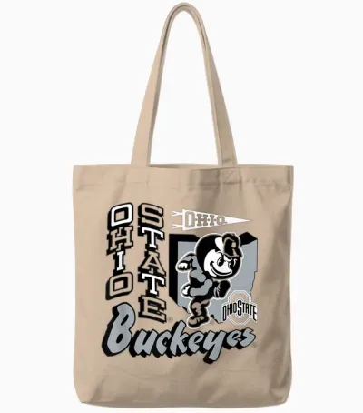 Ohio State Buckeyes Mascot State Red Officially Licensed Tote Bags - Natural