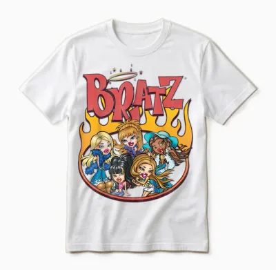 Bratz - Distressed Style - Flames - Retro Style Unisex T-Shirt - White