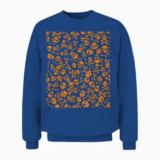 Motif Tête De Mort Et Os Croisés - Graphique Gothique D'halloween Unisex Sweatshirt in Royal