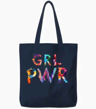Girl Power Colorful Feminist for Women and Girls T-Shirt, Black, S Tote Bags - Navy