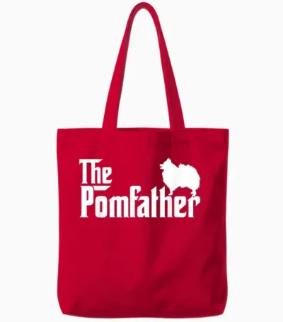 Mens Funny Pomeranian Father Dad the Pom Father Dog Lover Tote Bags - Red