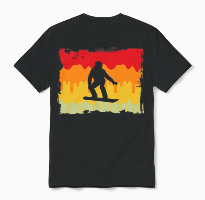 Snowboarding Retro Unisex T-Shirt in Black
