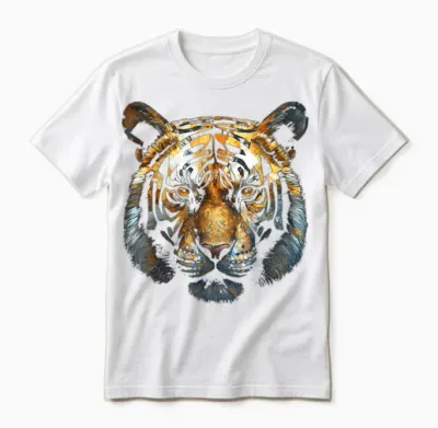 Tiger Animal Art Motif Unisex T-Shirt - White