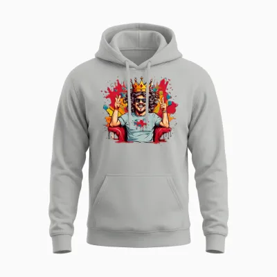 Funny Face Retro Funny Magnets Unisex Hoodie - Ash