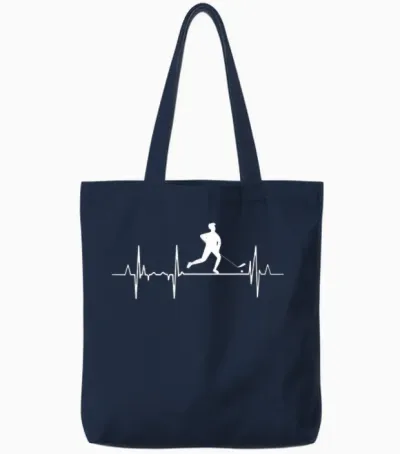 My Heart Beats for Roller Hockey Tote Bags - Navy