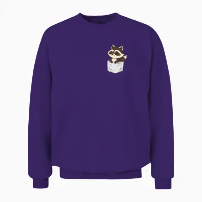 Cute Raccoon in Pocket T-Shirt – Kawaii Pocket Rac Unisex Sweatshirt - Purple