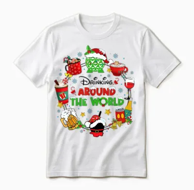 Drinking Around the World Family Christmas Vacation Unisex T-Shirt - White