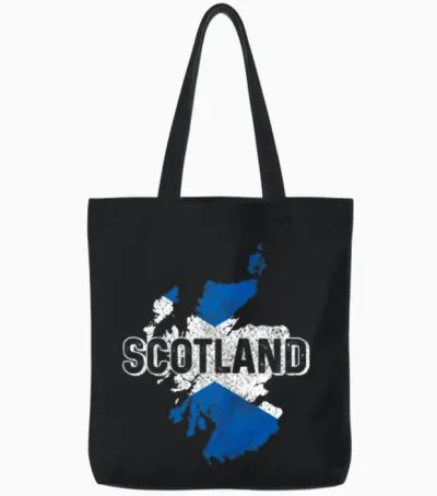 Scotland Scottish Flag Uk Vintage Tote Bags - Black