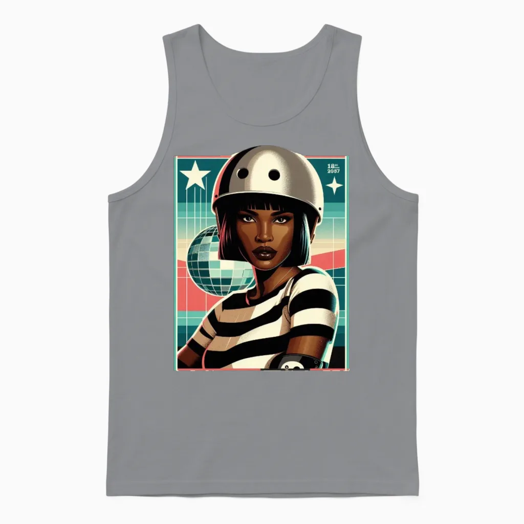 Retro Roller Queen Unisex Tank Top in Sport Grey