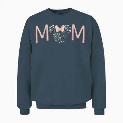 Disney Minnie Mouse Spring Florals Mom T-Shirt, Black Unisex Sweatshirt - Dark Heather