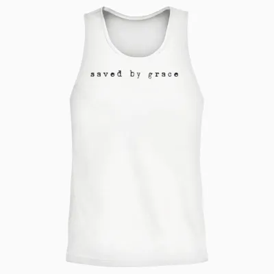 Vintage Schreibmaschine 'saved by Grace' Christlicher Glaube Design Unisex Tank Top - White