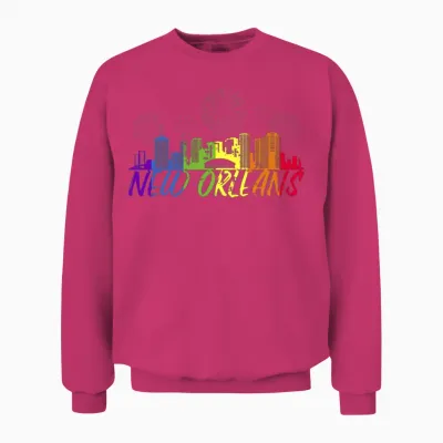 New Orleans Pride Skyline Pride Parade New Orleans Unisex Sweatshirt - Heliconia