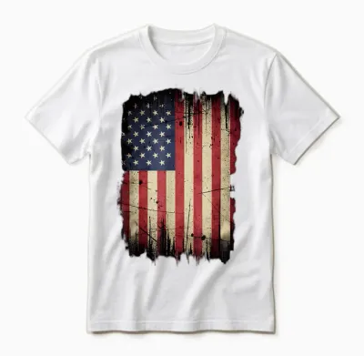 Drapeau Américain 4 Juillet Patriotique Rouge, Blanc, Bleu Unisex T-Shirt - White