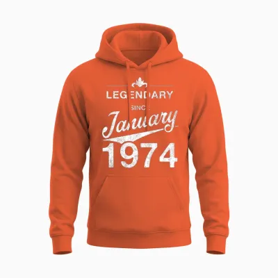 50th Birthday 50 Year Old Born January 1974 Gift Unisex Hoodie - Orange