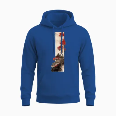 Japanese Temple Retro Vaporwave in Japan Harajuku 80s 90s Unisex Hoodie - Royal