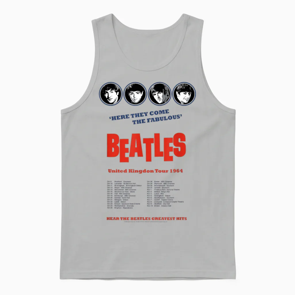 Offiziell the Beatles Uk Tour 1964 Retro Band Pop Rock Unisex Tank Top in Ash